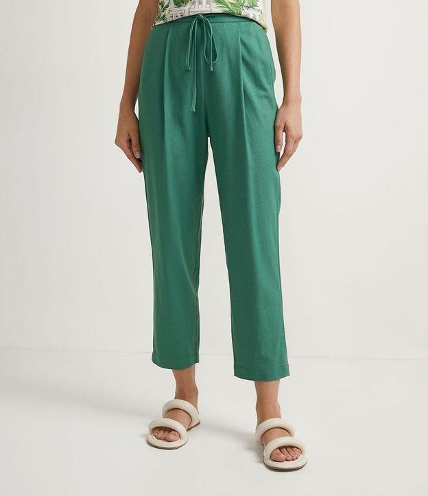 Calça Fluída em Viscolinho com Amarração na Cintura - 1