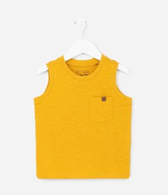 Regata Infantil em Malha Flamê com Bolsinho - Tam 1 a 5 Anos