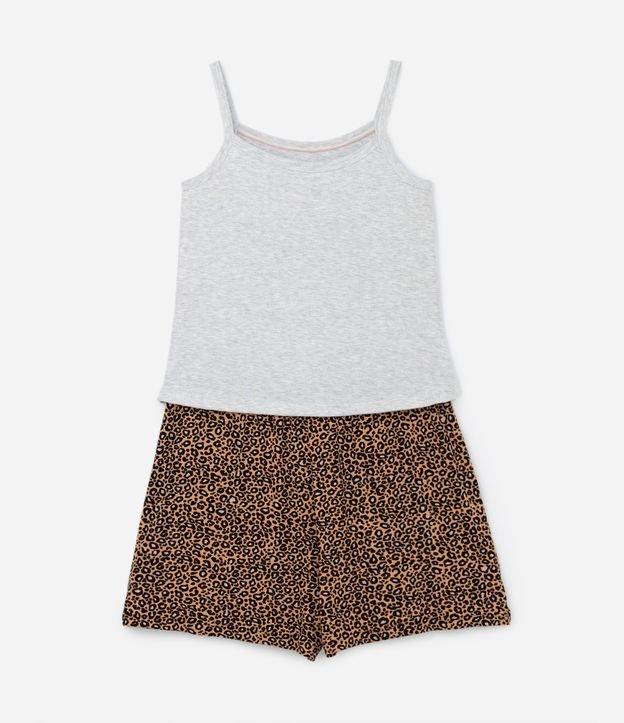Pijama Short Doll em Viscose Estampa Onça Curve & Plus Size - 1