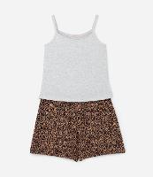 Pijama Short Doll em Viscose Estampa Onça Curve & Plus Size - 1