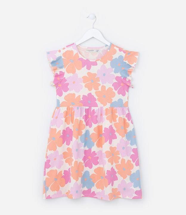 Vestido Infantil com Babadinhos e Estampa Floral - Tam 5 a 14 Anos - 1