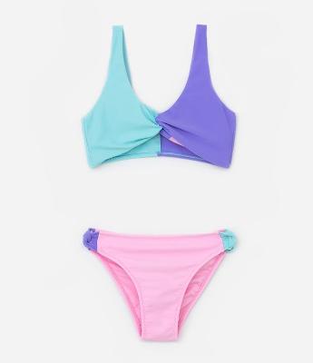 Biquíni Infantil com Estampa Blocos de Cor - Tam 5 a 14 Anos
