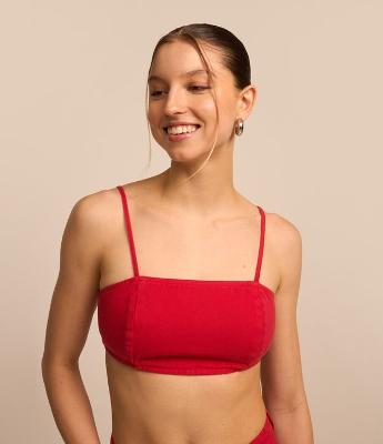 Top Cropped em Sarja com Alças Finas