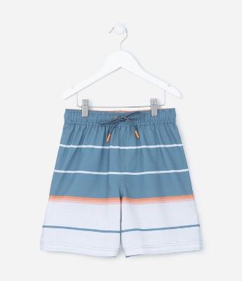 Bermuda Infantil em Microfibra com Estampa Listras - Tam 5 a 14 Anos