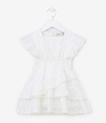 Vestido Infantil em Laise com Babados - Tam 1 a 5 Anos