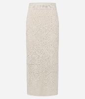 Saia Reta Midi em Tricô com Efeito Crochê - 1