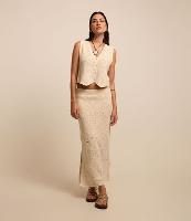 Saia Reta Midi em Tricô com Efeito Crochê - 2