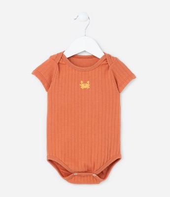 Body Infantil Texturizado com Estampa Caranguejo - Tam 0 a 18 meses