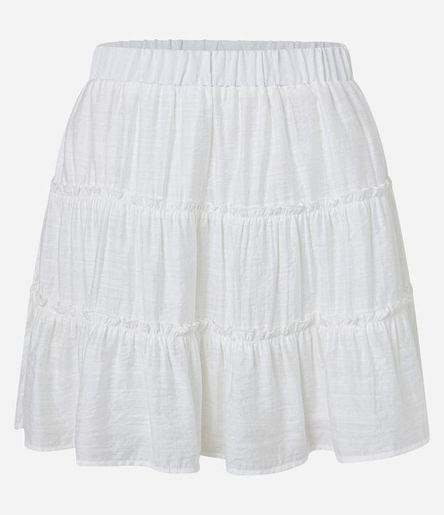 Saia Curta em Viscose Texturizada com Recortes Franzidos - 1