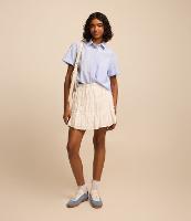 Saia Curta em Viscose Texturizada com Recortes Franzidos - 2