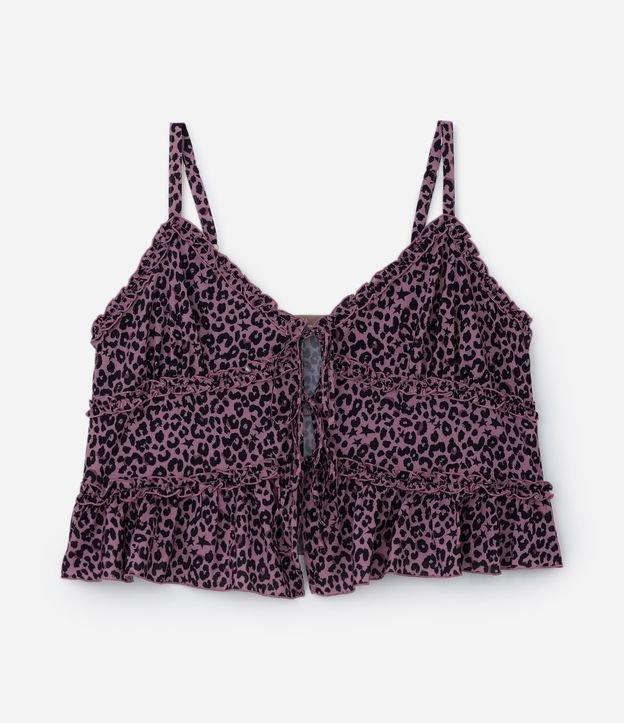 Blusa Crepe Estampa Onça e Laços Frontais Curve & Plus Size - 1