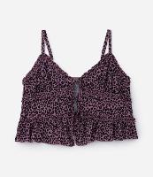 Blusa Crepe Estampa Onça e Laços Frontais Curve & Plus Size - 1