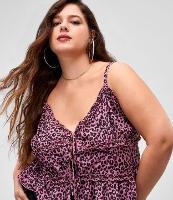 Blusa Crepe Estampa Onça e Laços Frontais Curve & Plus Size - 3