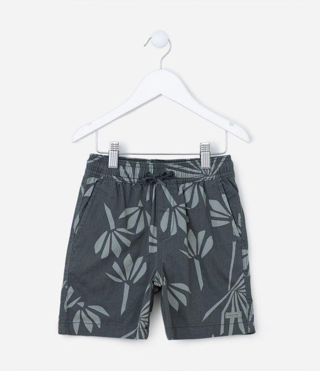 Bermuda Infantil em Sarja com Estampa de Coqueiros - Tam 5 a 14 Anos - 1