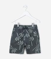 Bermuda Infantil em Sarja com Estampa de Coqueiros - Tam 5 a 14 Anos - 1