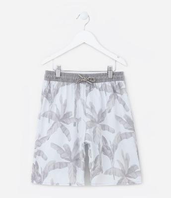 Bermuda Infantil em Microfibra com Estampa Coqueiro - Tam 5 a 14 Anos