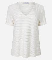 Blusa em Viscose com Listras Horizontais e Decote em V - 1