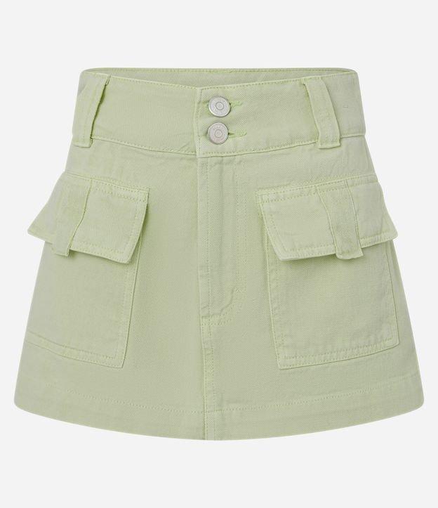 Short Saia em Sarja com Botões Duplos e Bolsos Cargo - 2