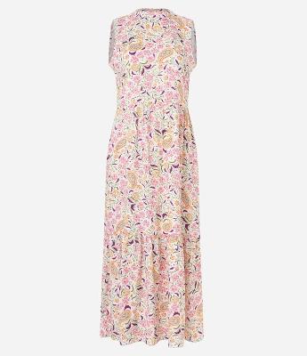 Vestido Evasê em Viscose com Estampa Floral Paisley