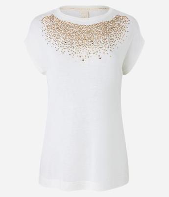 Blusa T-shirt em Viscose com Aplicação de Paetê