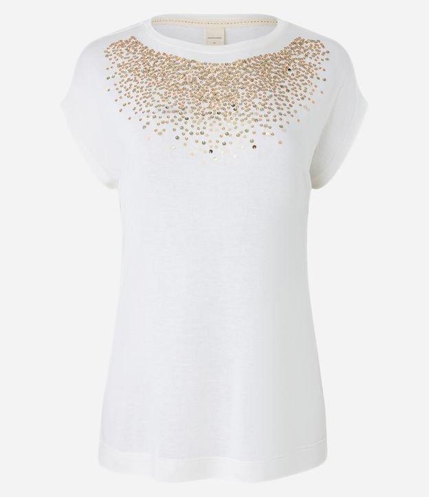 Blusa T-shirt em Viscose com Aplicação de Paetê - 1