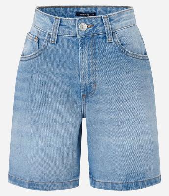 Bermuda em Jeans Denim com Cintura Média e Detalhe na Barra