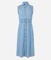 Vestido Midi em Jeans com Lastex na Cintura - 1