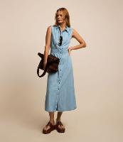 Vestido Midi em Jeans com Lastex na Cintura - 2