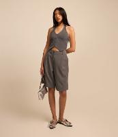 Bermuda Alongada em Alfaiataria com Pregas - 3