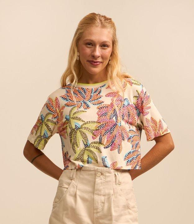 Blusa T-shirt em Crepe com Estampa de Bananas - 2