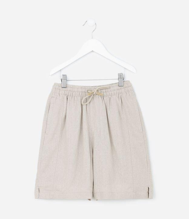 Bermuda em Linho com Cordão no Cós e Fendinha Lateral - Tam 5 a 14 Anos - 1