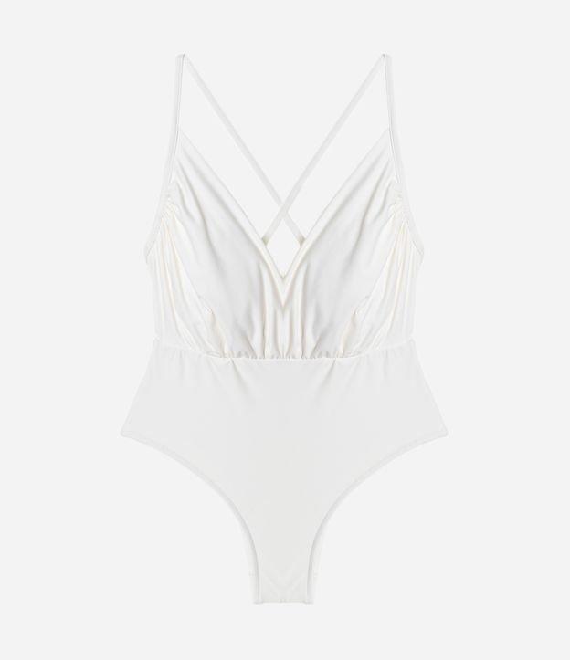 Maiô Cavado em Poliamida com Decote V Franzido - 1