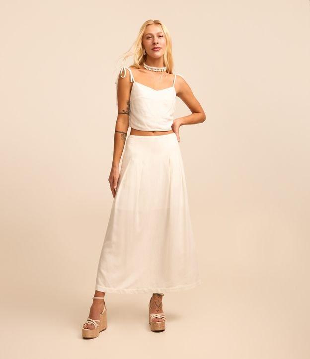 Saia New Midi em Viscolinho com Pregas - 2