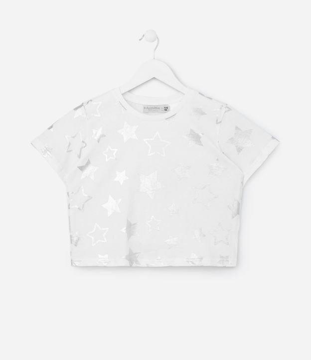 Camiseta Cropped com Estampa Estrelas - Tam 5 a 14 Anos - 1