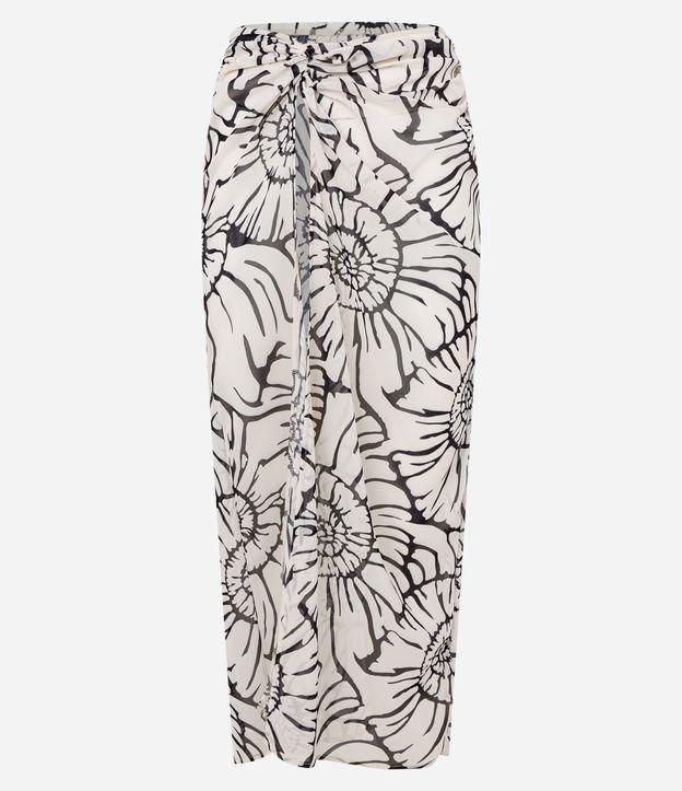 Saída de Praia Saia em Chiffon Longa Estampada - 1
