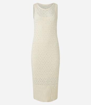 Vestido Reto Midi Sem Manga em Tricô Texturizado