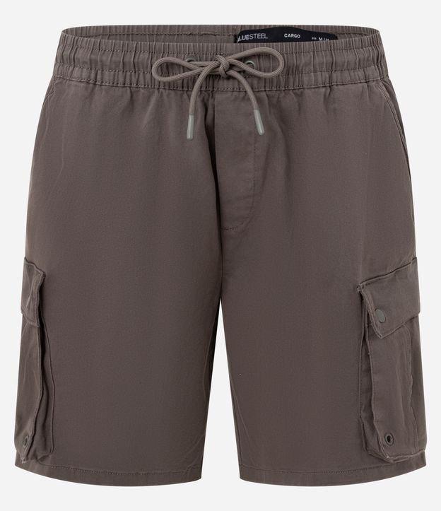 Bermuda em Algodão com Cós Elástico e Bolso Cargo - 1