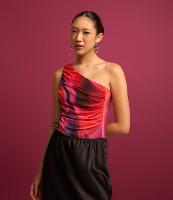 Body em Tule Estampa Abstrata com Um Ombro Só - 3