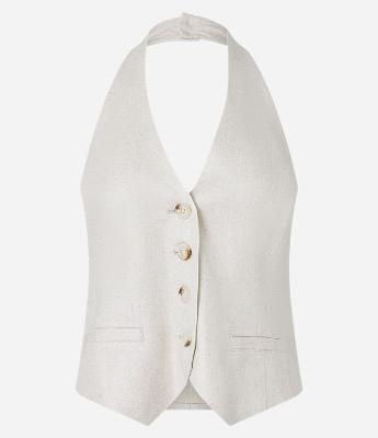 Colete Frente Única em Viscolinho com Detalhes em Foil