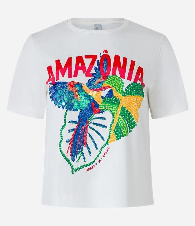 Camiseta T-shirt em Algodão com Silk em Paetês Amazônia - 1