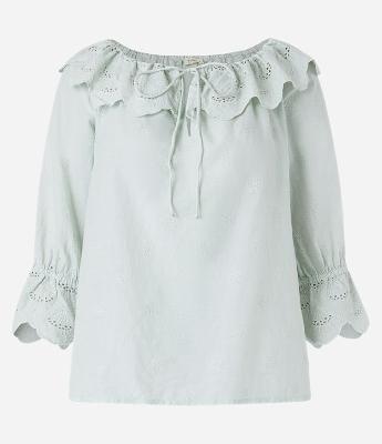 Blusa Ombro a Ombro em Laise com Babados