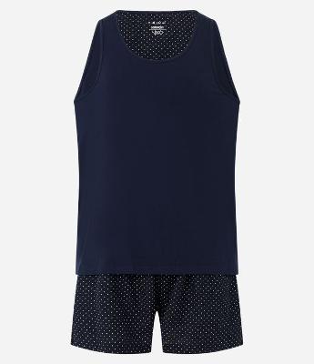 Pijama Curto em Algodão Regata e Bermuda com Estampa Poá