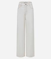 Calça Wide Leg em Sarja com Pespontos Contrastantes - 1