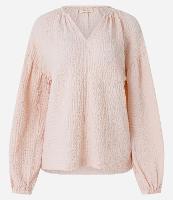 Blusa Texturizada com Gola V e Manga Bufante - 1