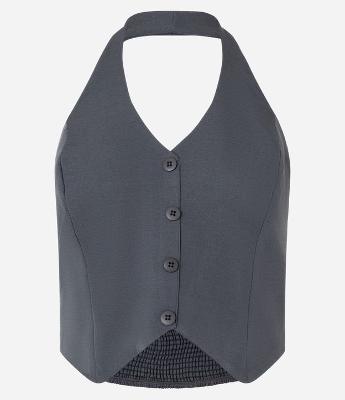 Colete Frente Única em Alfaiataria com Botões e Lastex nas Costas