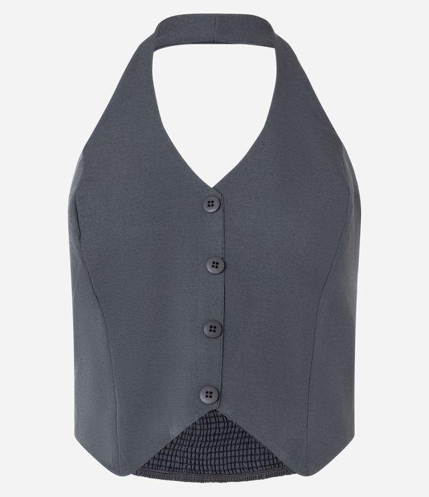Colete Frente Única em Alfaiataria com Botões e Lastex nas Costas - 1