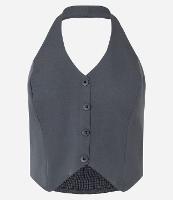 Colete Frente Única em Alfaiataria com Botões e Lastex nas Costas - 1