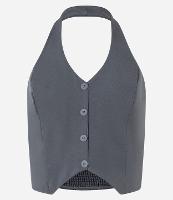 Colete Frente Única em Alfaiataria com Botões e Lastex nas Costas - 1