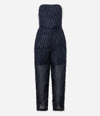 Macacão Wide Leg Tomara Que Caia em Chiffon com Pelos