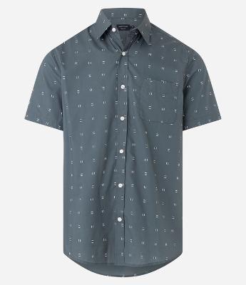 Camisa em Tricoline com Estampa Geométrica